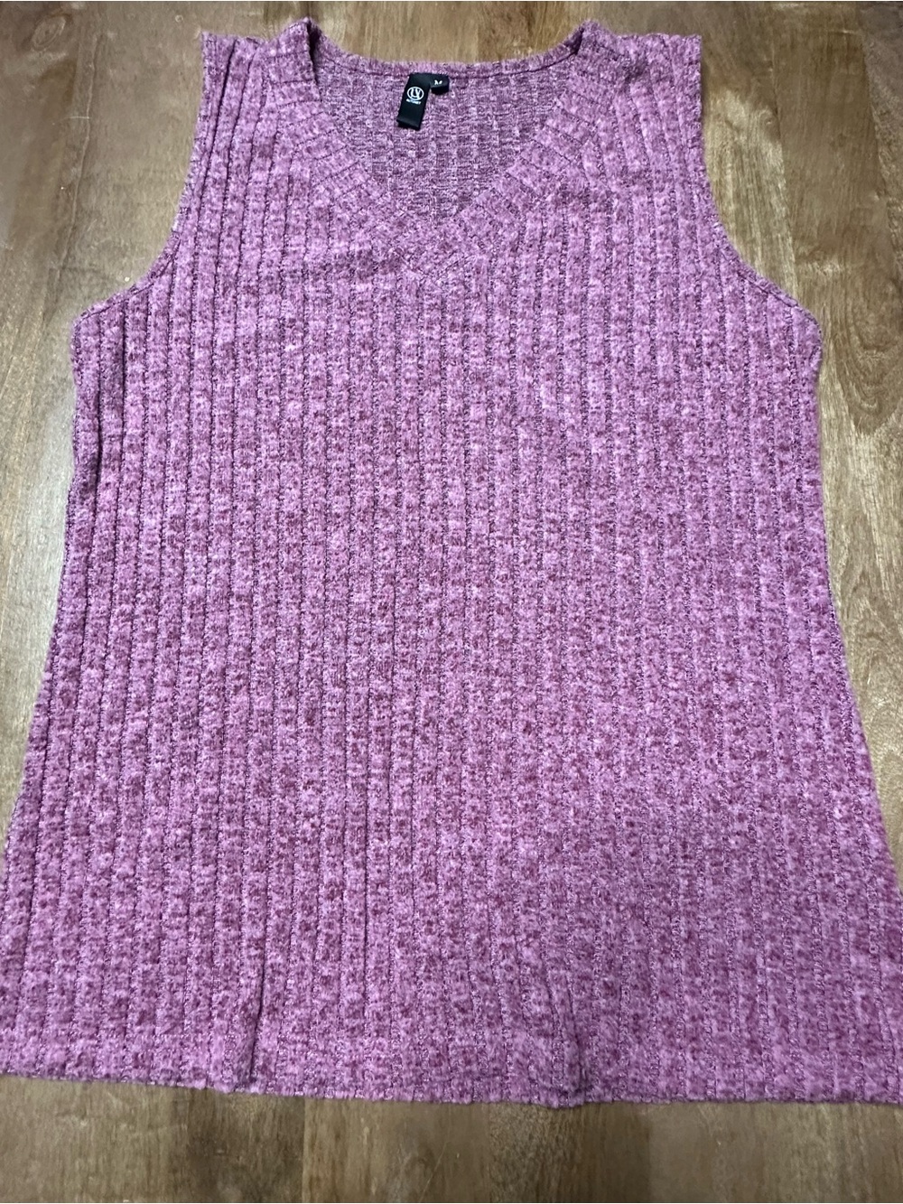 Purple Ribbed Sleeveless Knit Top